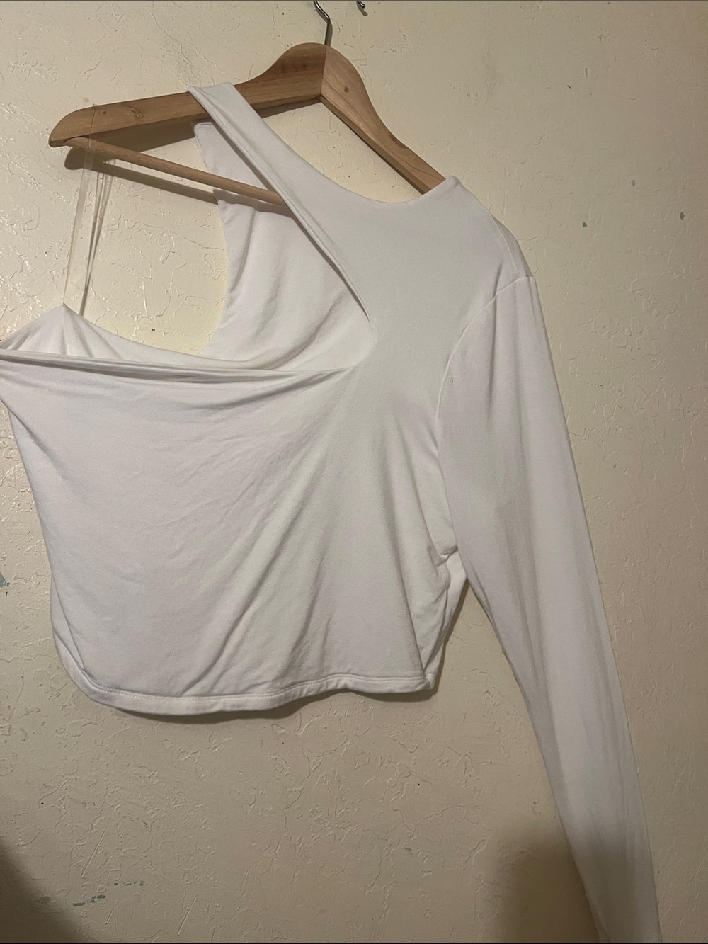 naked wardrobe White One-Shoulder Long Sleeve Top
